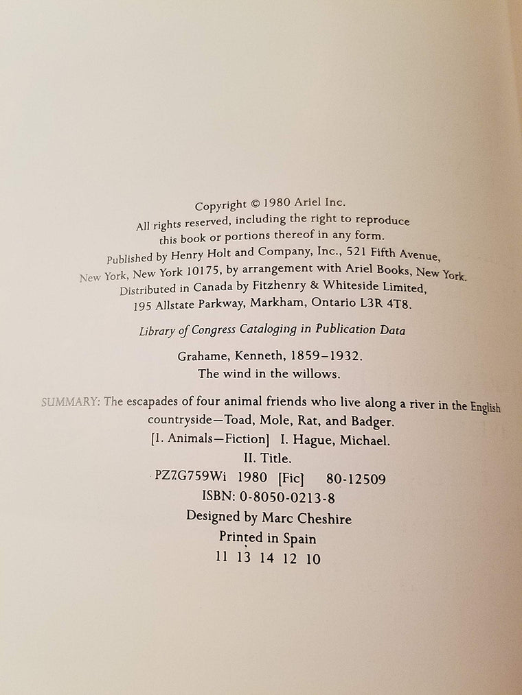 The Wind in the Willows — back cover