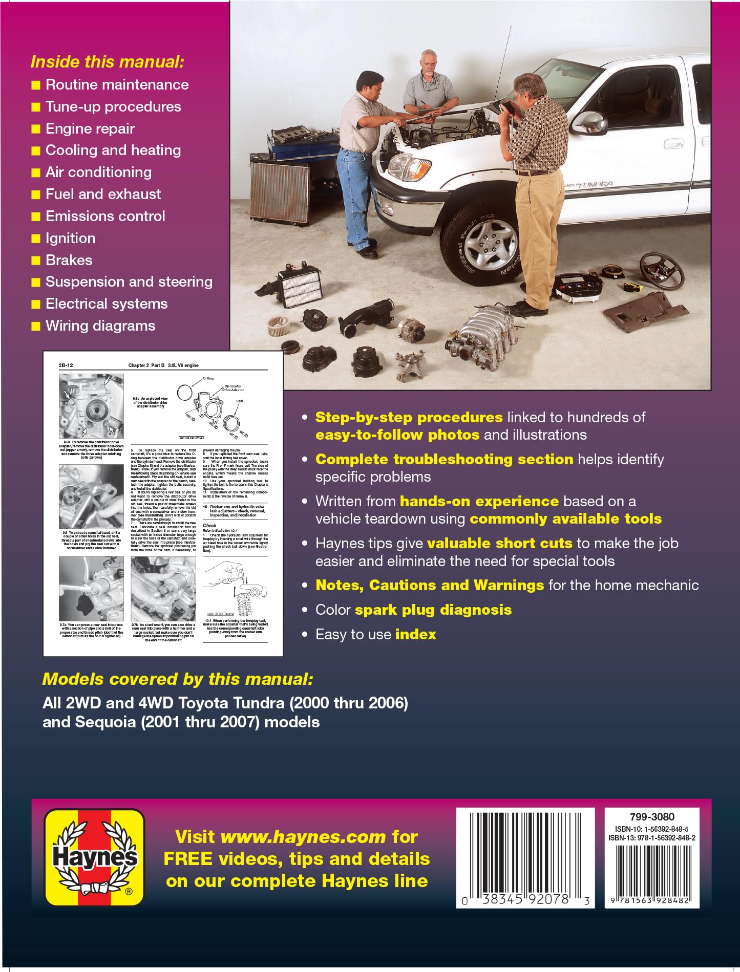 Toyota Tundra 2000 thru 2006 & Sequoia 2001 thru 2007 2WD & 4WD Haynes Repair Manual: All 2WD and 4WD Models