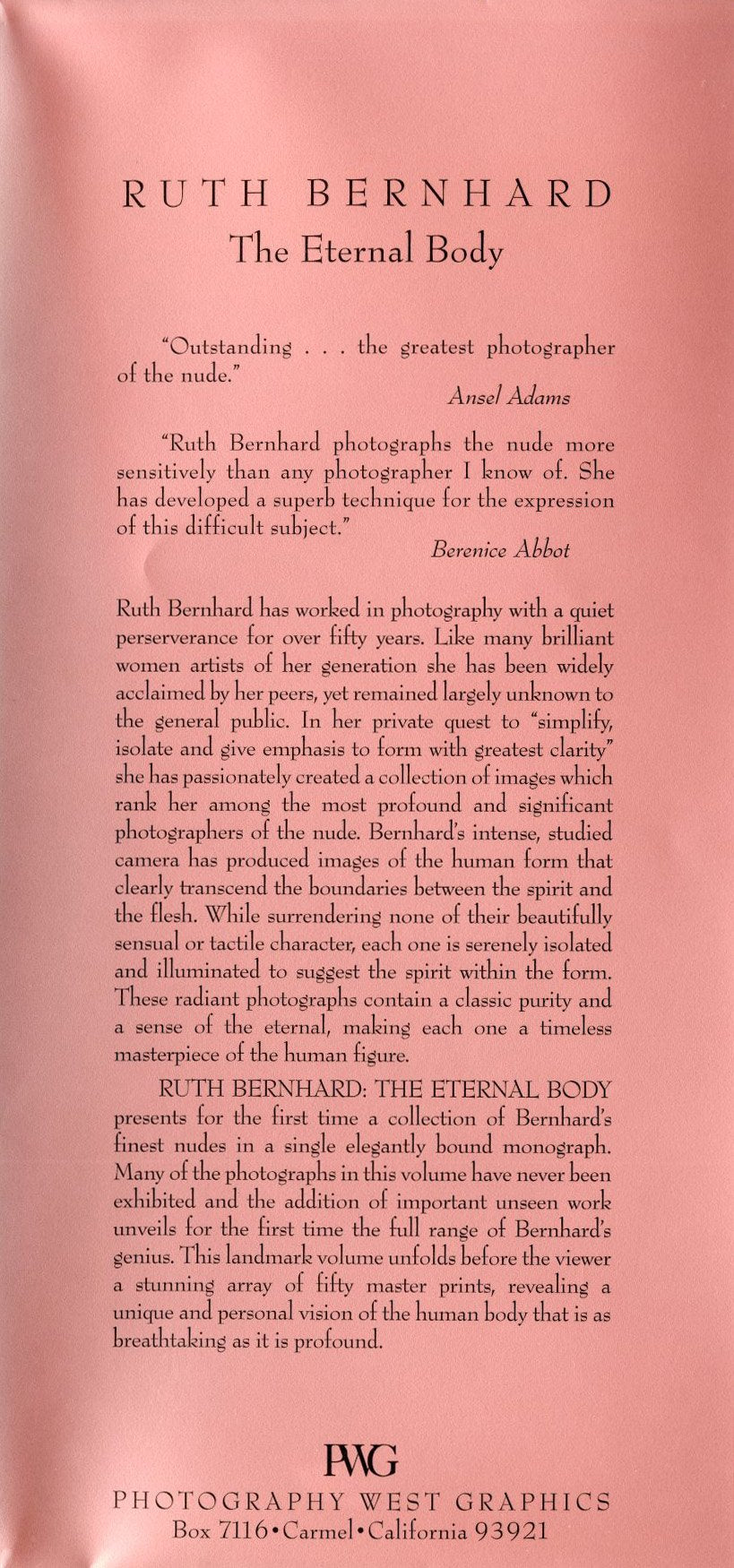 Ruth Bernhard: The Eternal Body : A Collection of Fifty Nudes - Centennial Edition
