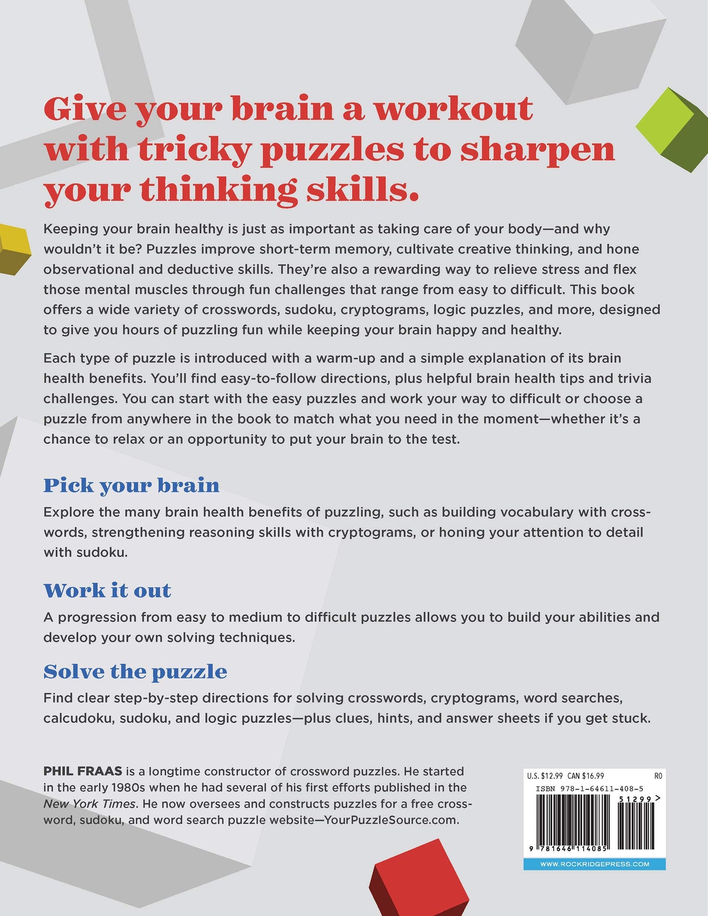 The Ultimate Brain Health Puzzle Book for Adults: Crosswords, Sudoku, Cryptograms, Word Searches, and More! [Spiral-bound] Phil Fraas