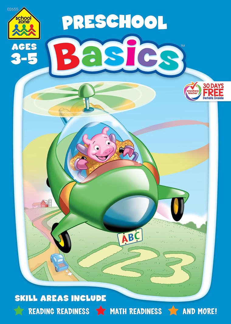 School Zone Preschool Basics Workbook: 96 Pages, Pre-K, Preschool Readiness, Alphabet, Numbers, Counting, Beginning Sounds, Classifying, Ages 3-5