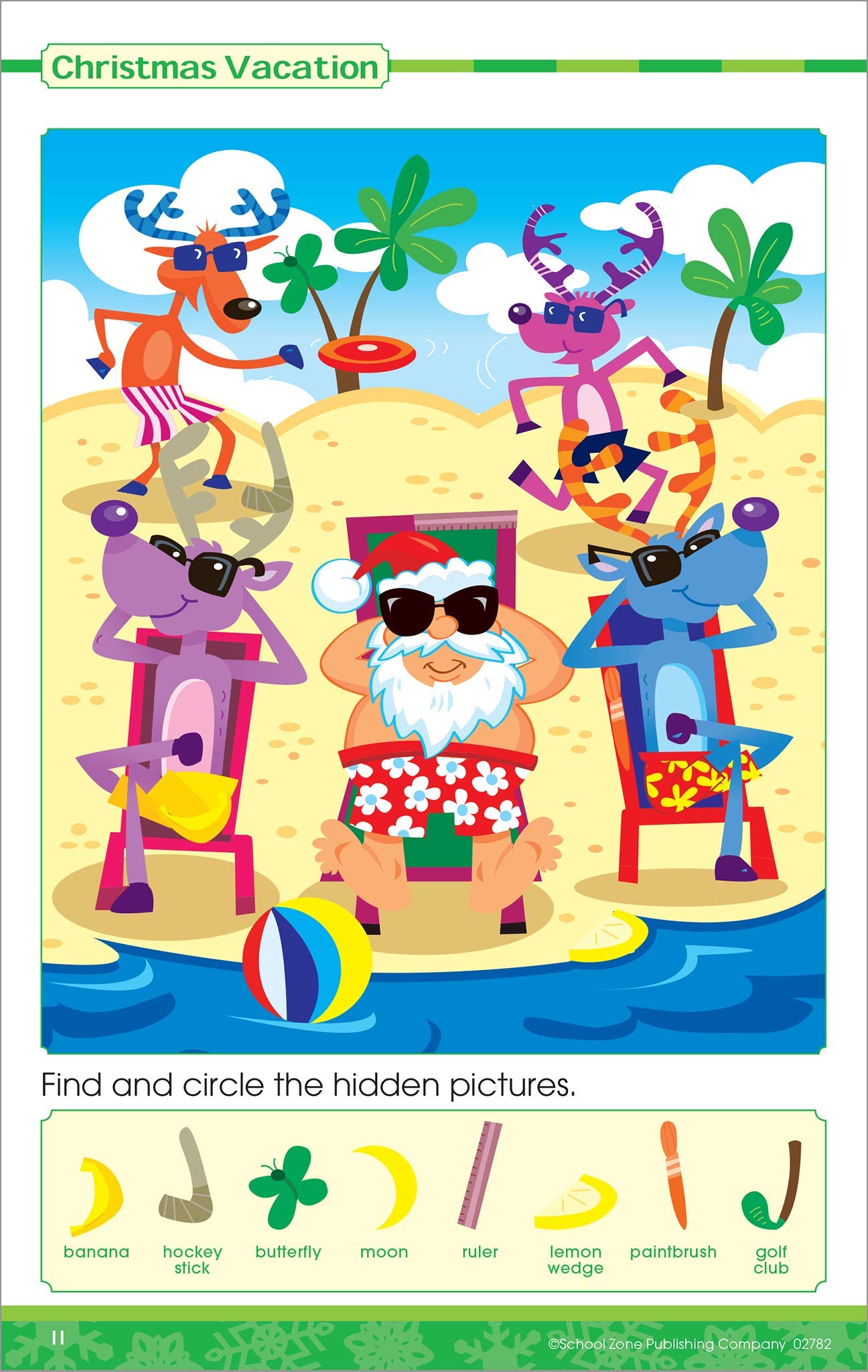 School Zone - Jolly Hidden Pictures Workbook - Ages 3 to 6, Preschool, Kindergarten, Holiday, Christmas, Picture Puzzles, Search & Find, Stickers, and More (Jolly Workbooks Little Busy Book)