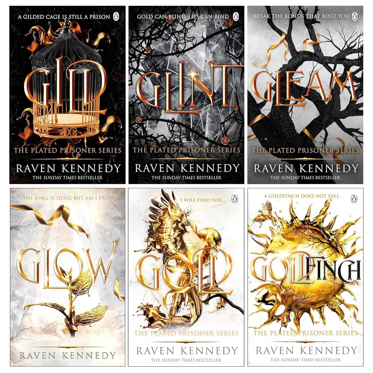 The Plated Prisoner Series 6 Books Collection Set By Raven Kennedy (Gild, Glint, Gleam, Glow, Gold & Goldfinch)