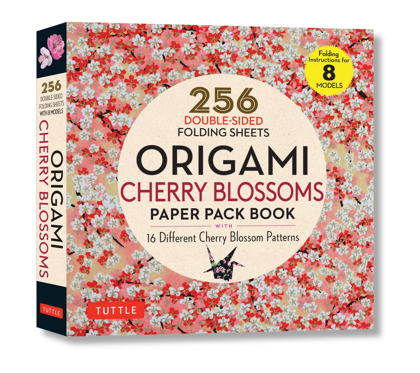 Origami Cherry Blossoms Paper Pack Book: 256 Double-Sided Folding Sheets with 16 Different Cherry Blossom Patterns with solid colors on the back (Includes Instructions for 8 Models)