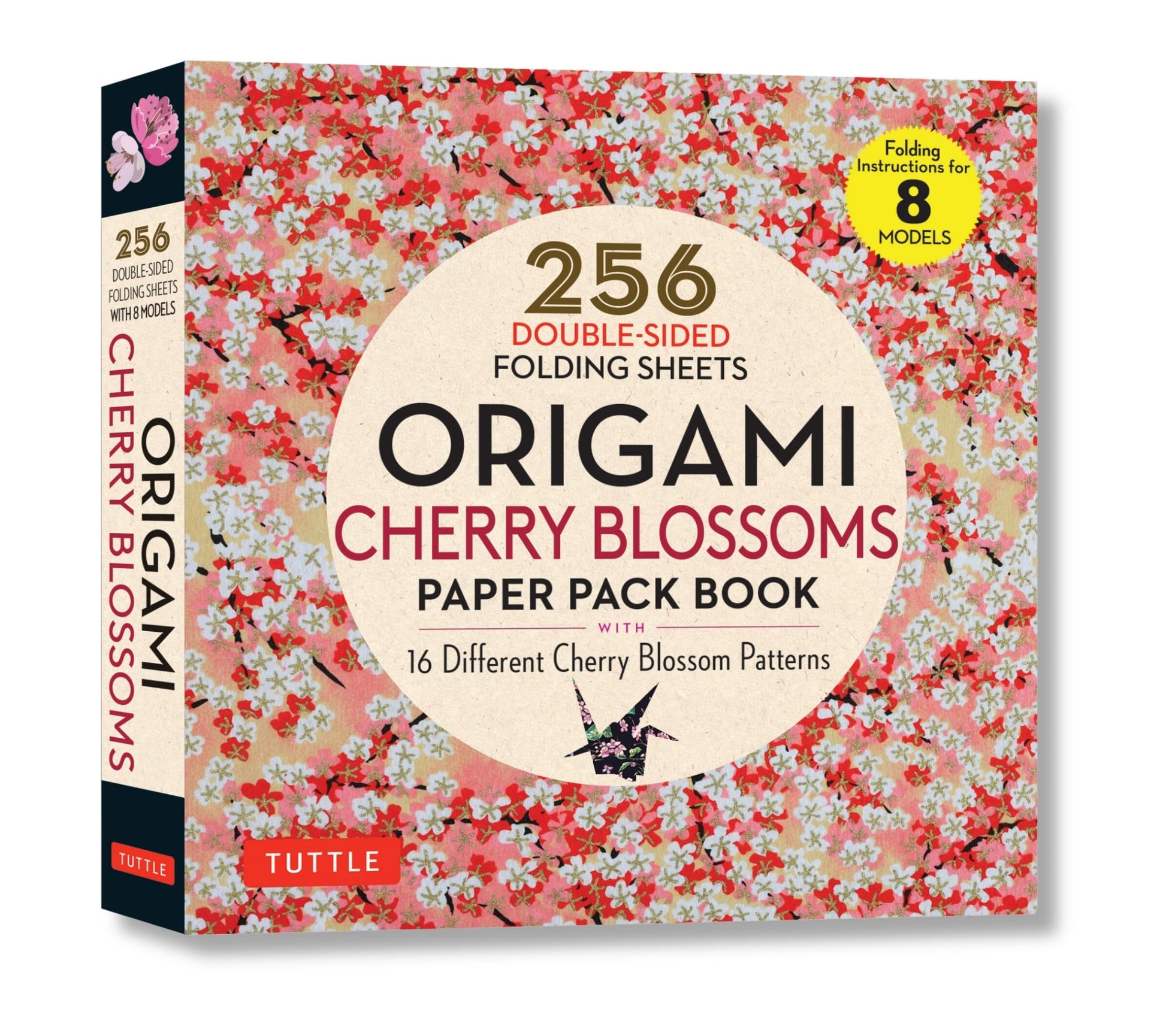 Origami Cherry Blossoms Paper Pack Book: 256 Double-Sided Folding Sheets with 16 Different Cherry Blossom Patterns with solid colors on the back (Includes Instructions for 8 Models)