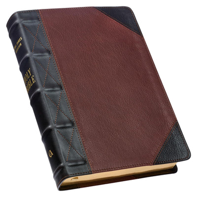 KJV Holy Bible, Giant Print Full-size Premium Full Grain Leather Red Letter Edition - Thumb Index & Ribbon Marker, King James Version, Espresso/Saddle Tan (KJV Full Size GP Editions)