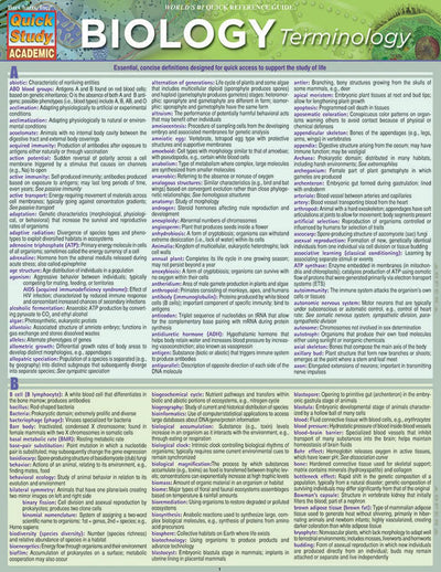 Biology Terminology QuickStudy Laminated Reference Guide (QuickStudy Academic)