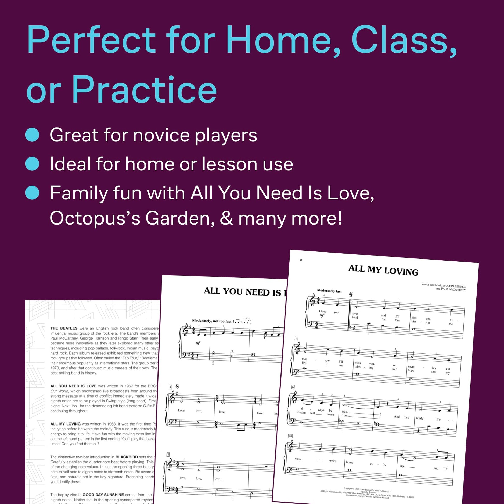 The Beatles for Kids Easy Piano Songbook  14 Classic Songs for Beginner Pianists and Children  Simple Sheet Music Arrangements for Learning and Playing Iconic Beatles Hits