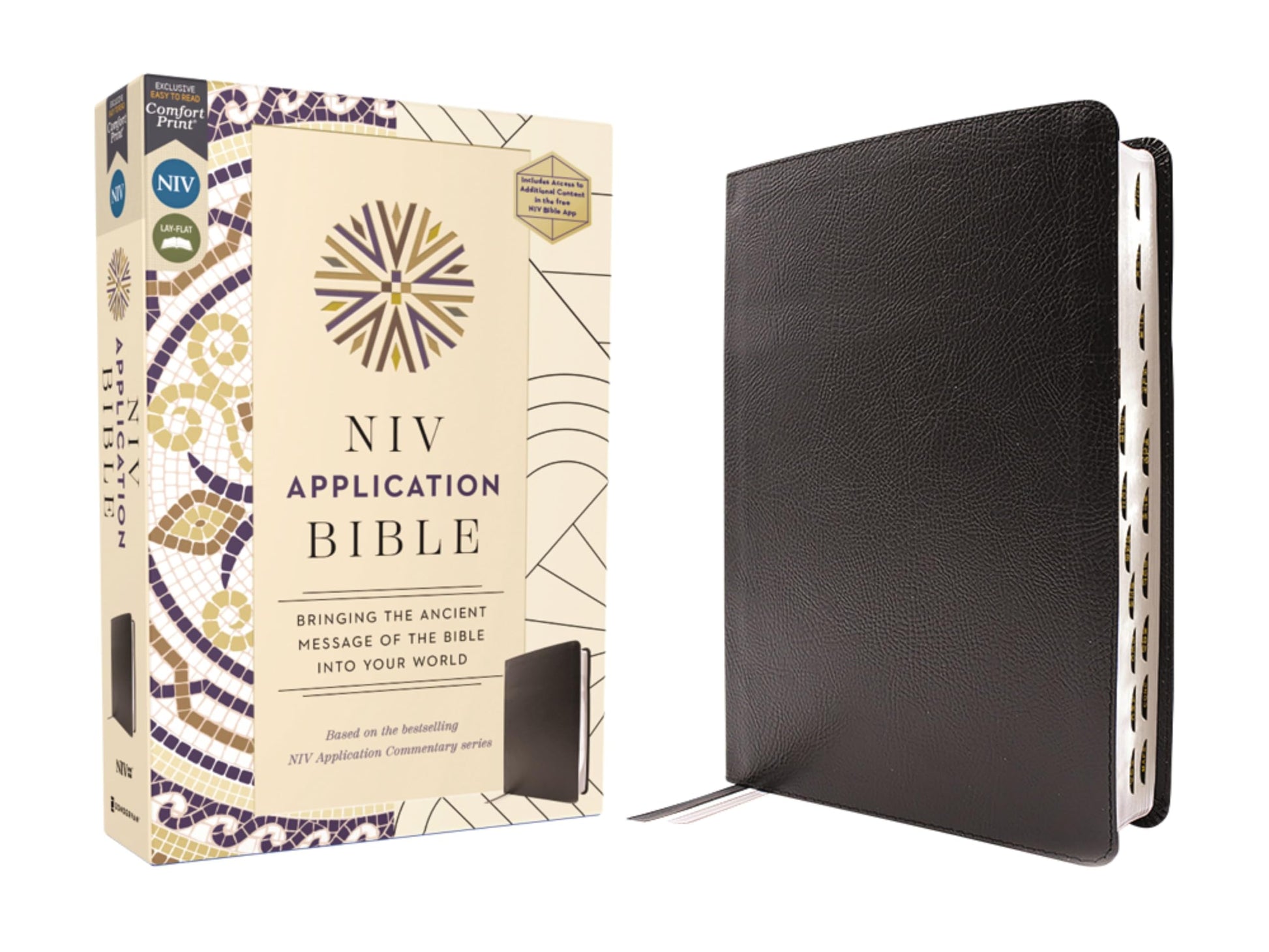 NIV Application Bible, European Bonded Leather, Black, Red Letter, Thumb Indexed, Comfort Print: Bringing the Ancient Message of the Bible into Your World (NIV Application Commentary Resources)
