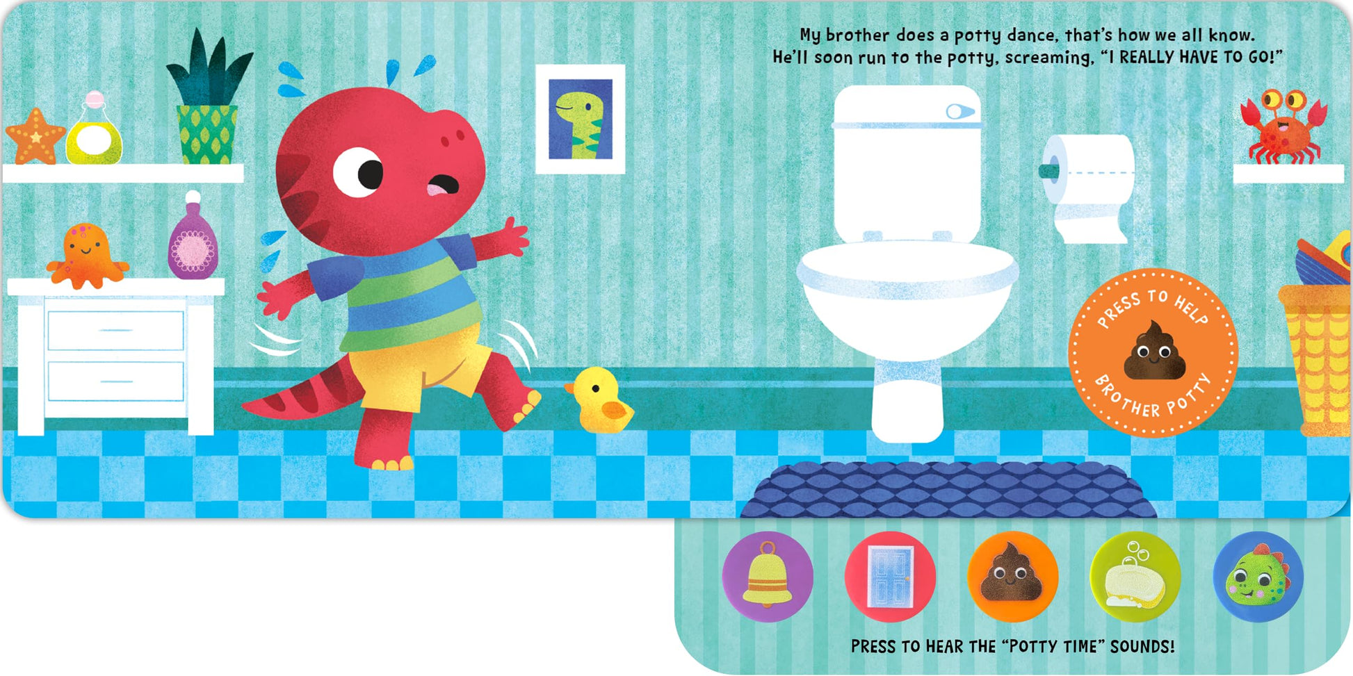 Little Hippo Books We Like to Potty  Interactive Toddler Books with Funny Bathroom Sounds  Sound Board Books & Kids Books  Dinosaur Baby Book with Sound