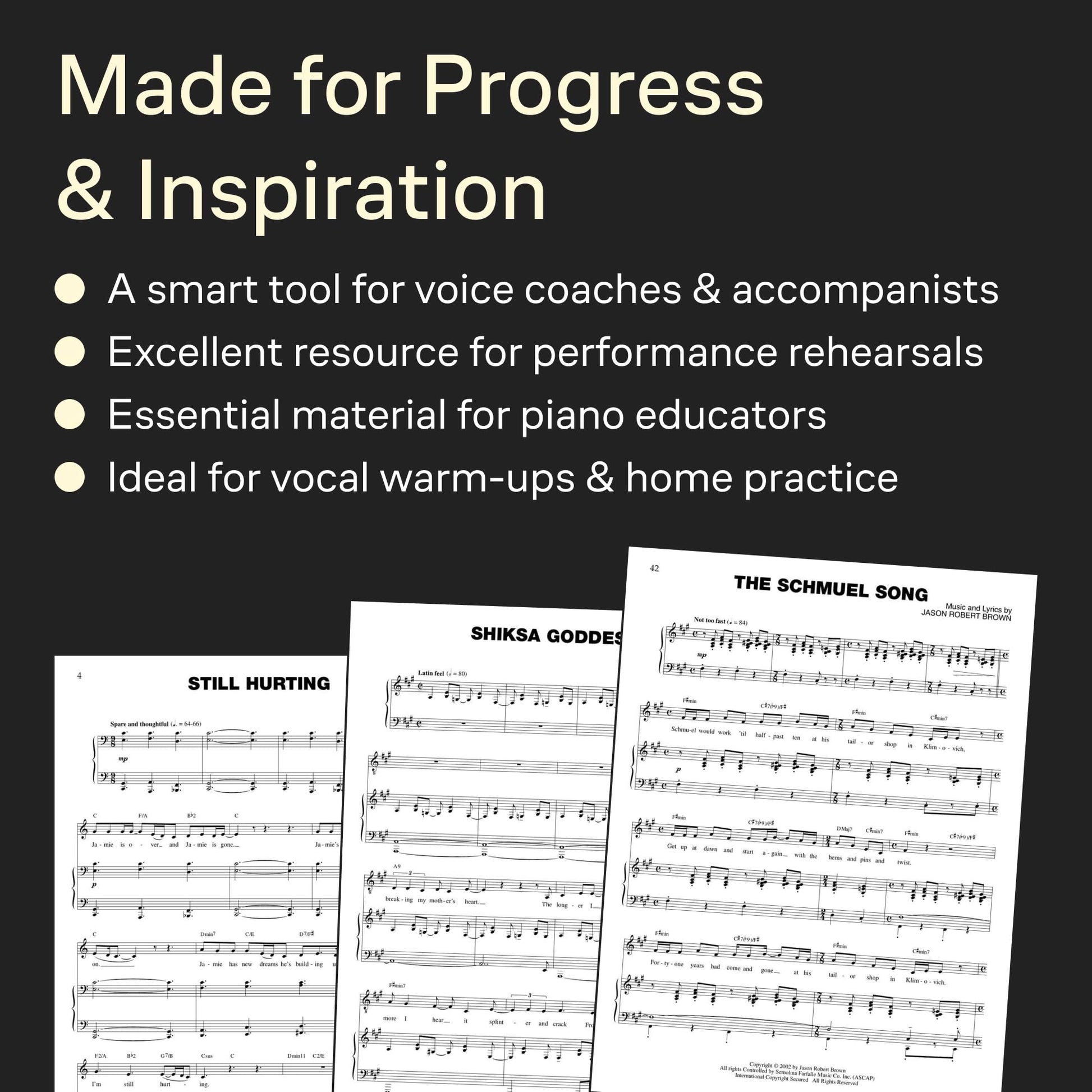 The Last Five Years - Vocal Selections  Sheet Music Book for Piano/Vocal/Guitar  Contemporary Musical Theatre Songs by Jason Robert Brown for Intermediate Singers Students and Audition Performance