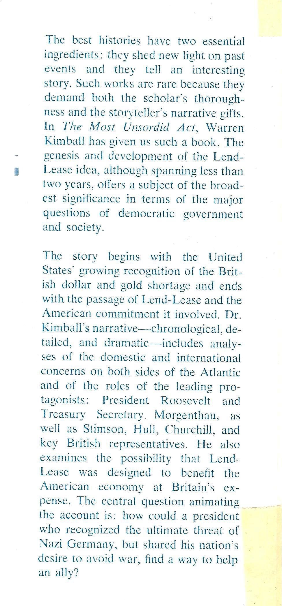 The Most Unsordid Act: Lend-Lease, 1939-1941