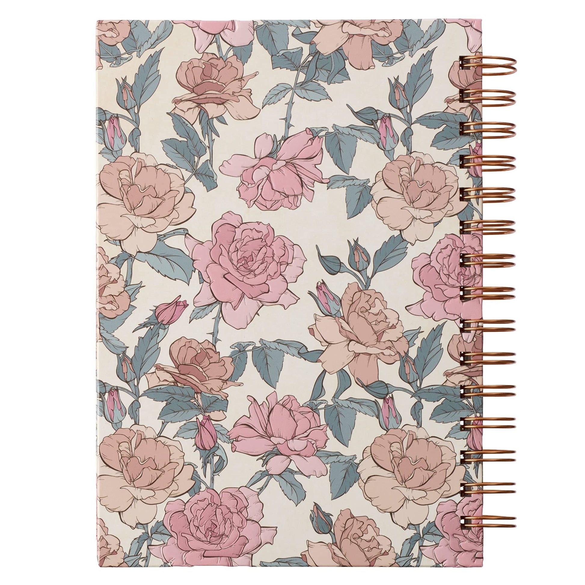 Christian Art Gifts Journal w/Scripture The Lord is My Strength Psalm 118:14 Bible Verse Pink Rose 192 Ruled Pages, Large Hardcover Notebook, Wire Bound