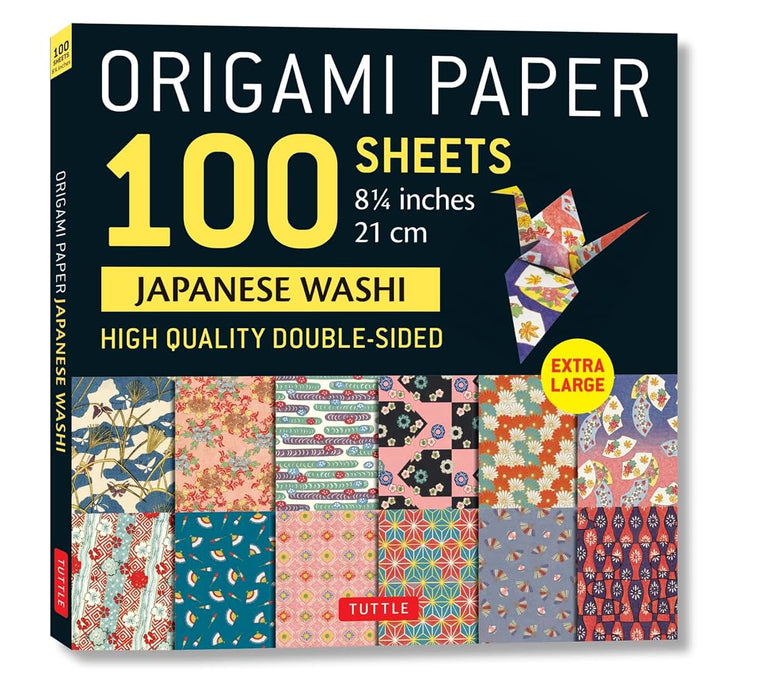 Origami Paper 100 sheets Japanese Washi 8 1/4" (21 cm): Extra Large Double-Sided Origami Sheets Printed with 12 Different Designs (Instructions for 5 Projects Included)