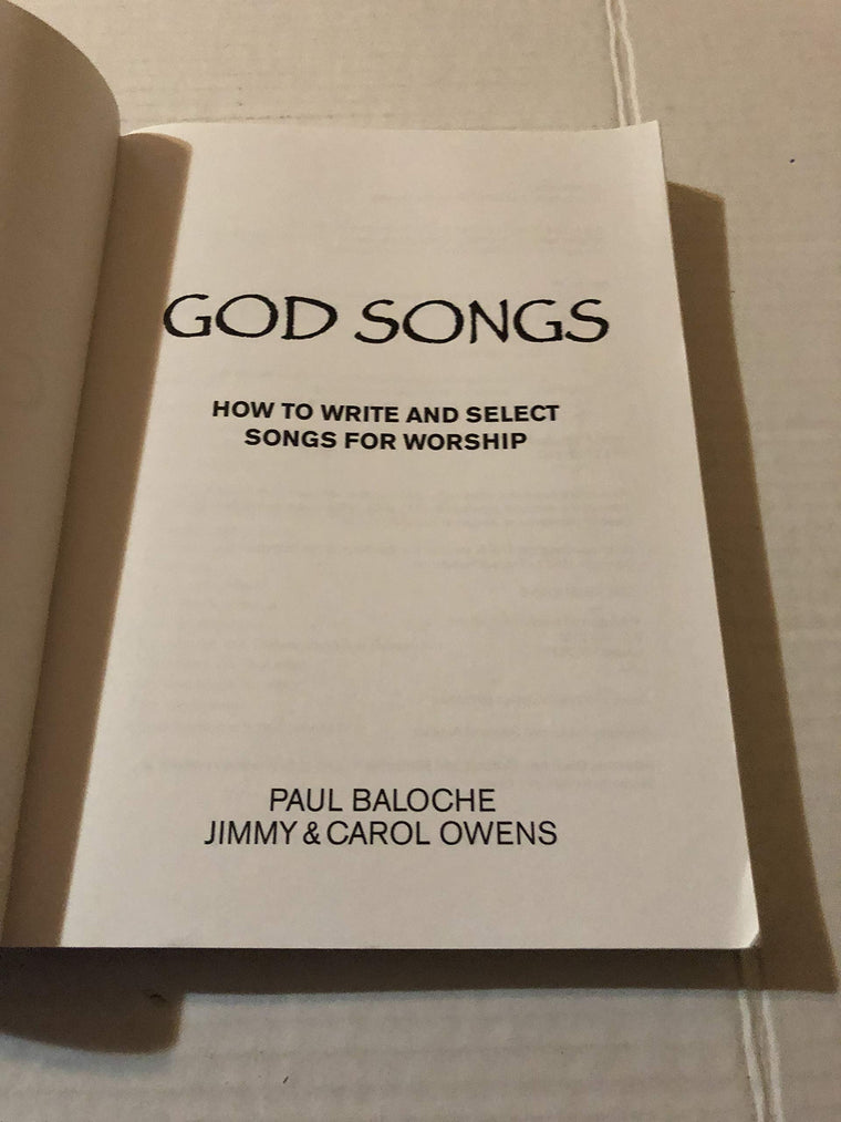 God Songs: How to Write and Select Songs for Worship — back cover