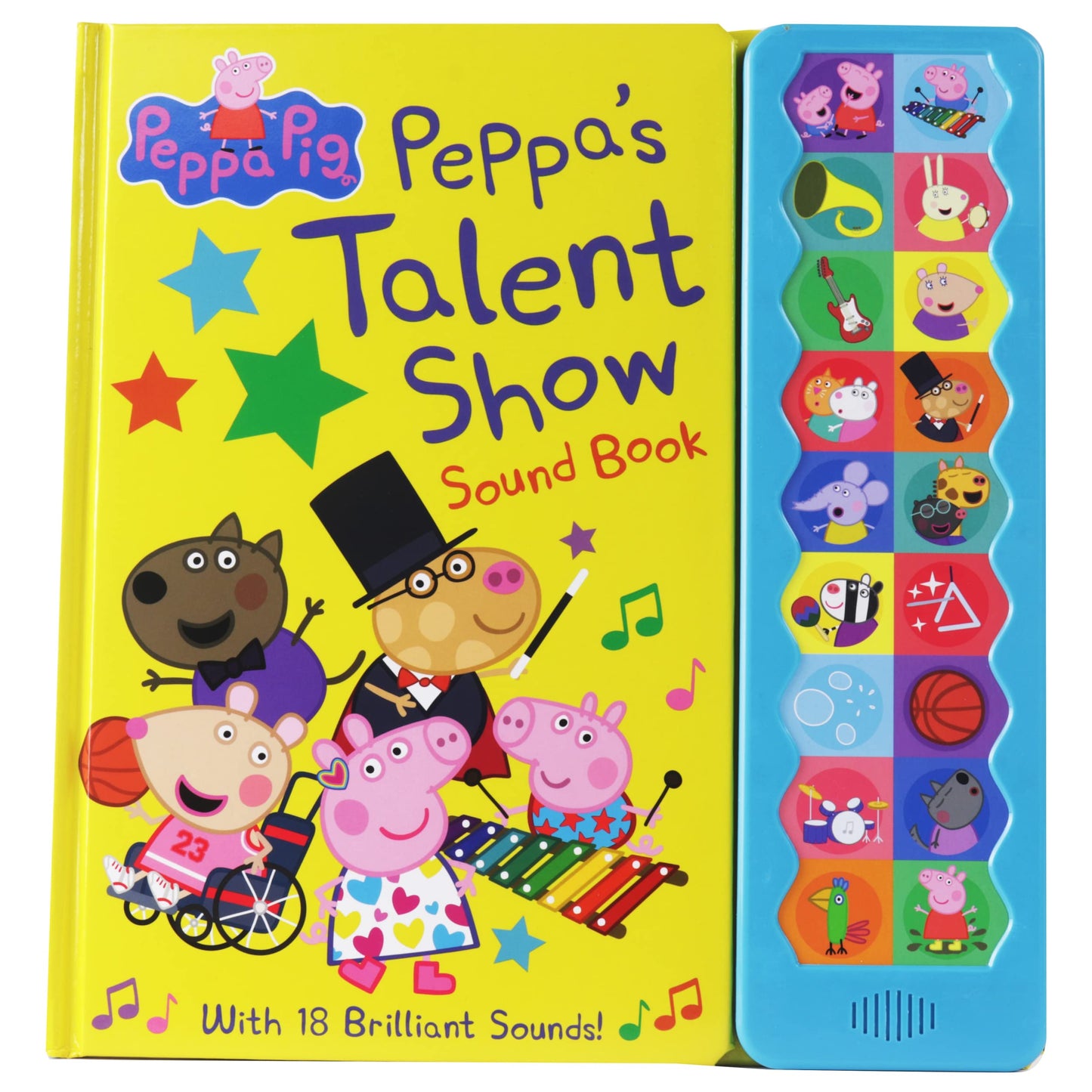 Peppa Pig - Peppa's Talent Show 18-Button Interactive Sound Book - Peppa, George, Mummy, Daddy, and More! - PI Kids