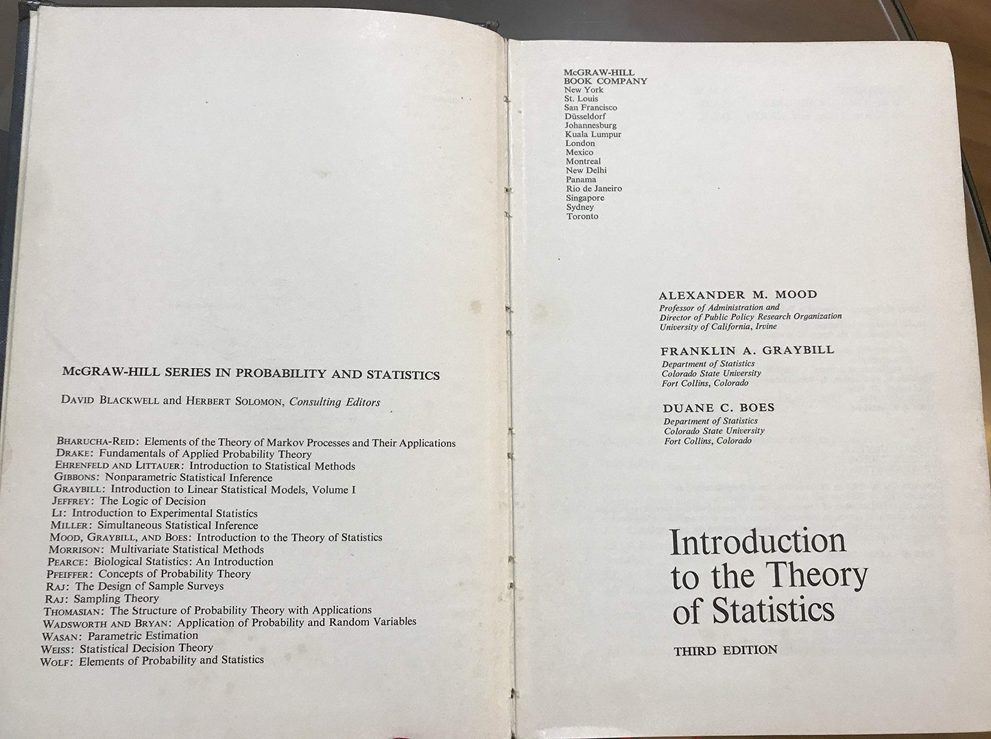 Introduction to the Theory of Statistics by Alexander McFarl