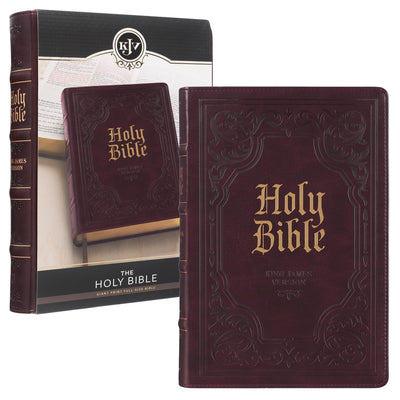 KJV Holy Bible, Giant Print Full-size Faux Leather Red Letter Edition - Thumb Index & Ribbon Marker, King James Version, Dark Brown (KJV Full Size GP Editions)