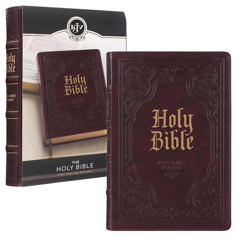 KJV Holy Bible, Giant Print Full-size Faux Leather Red Letter Edition - Thumb Index & Ribbon Marker, King James Version, Dark Brown (KJV Full Size GP Editions)