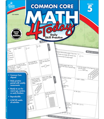 Carson Dellosa  Common Core Math 4 Today Workbook  5th Grade, 96pgs (Common Core 4 Today)