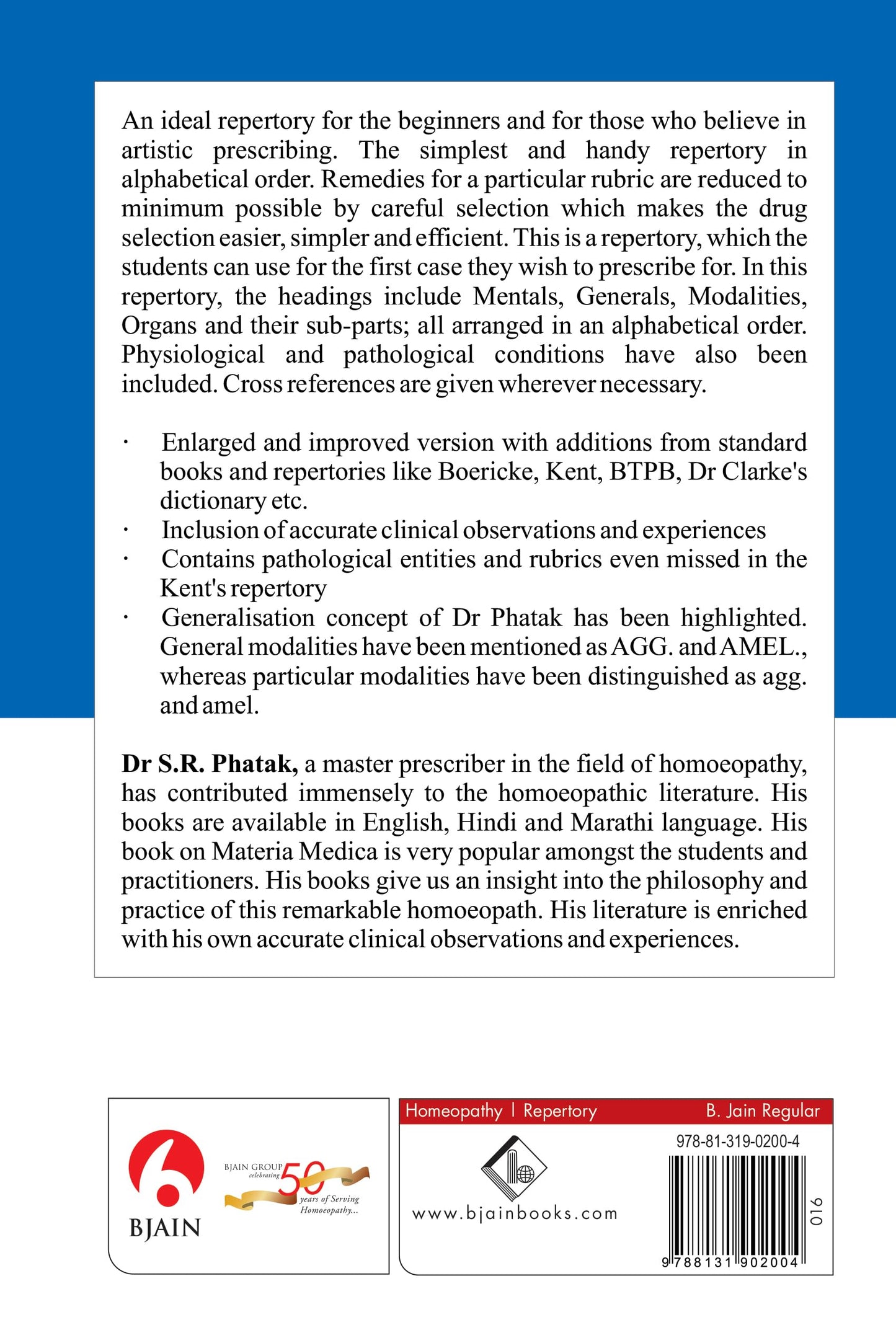 A Concise Repertory of Homeopathic Medicines