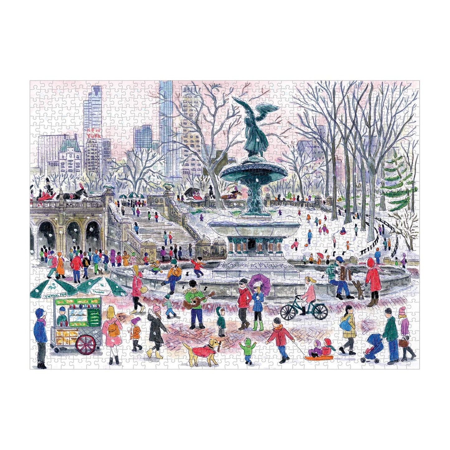 Galison Michael Storrings Bethesda Fountain Jigsaw Puzzle,27 x 20''Illustrated Art Puzzle with Scene from a Central Park Landmark Challenging Family Friendly Fun Indoor Activity,Multicolor