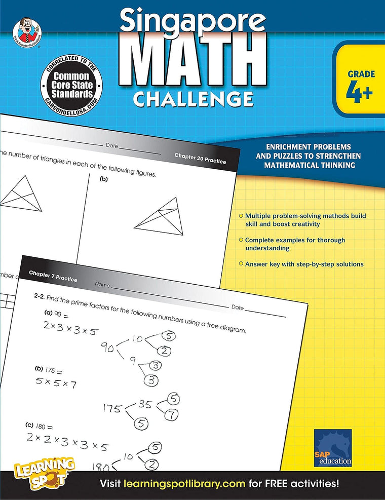 Carson Dellosa 704281 Frank Schaffer Singapore Math Challenge Workbook, Grades 4 - 6