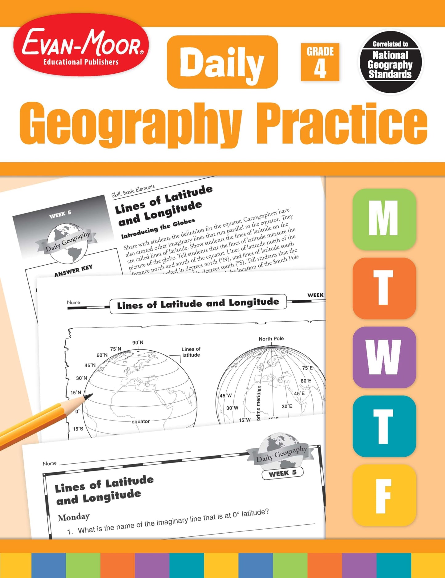 Evan-Moor Daily Geography Practice, Grade 4, Homeschooling and Classroom Resource Workbook, Reproducible Worksheets, Teaching Edition, USA, World, Continents, Oceans, Countries