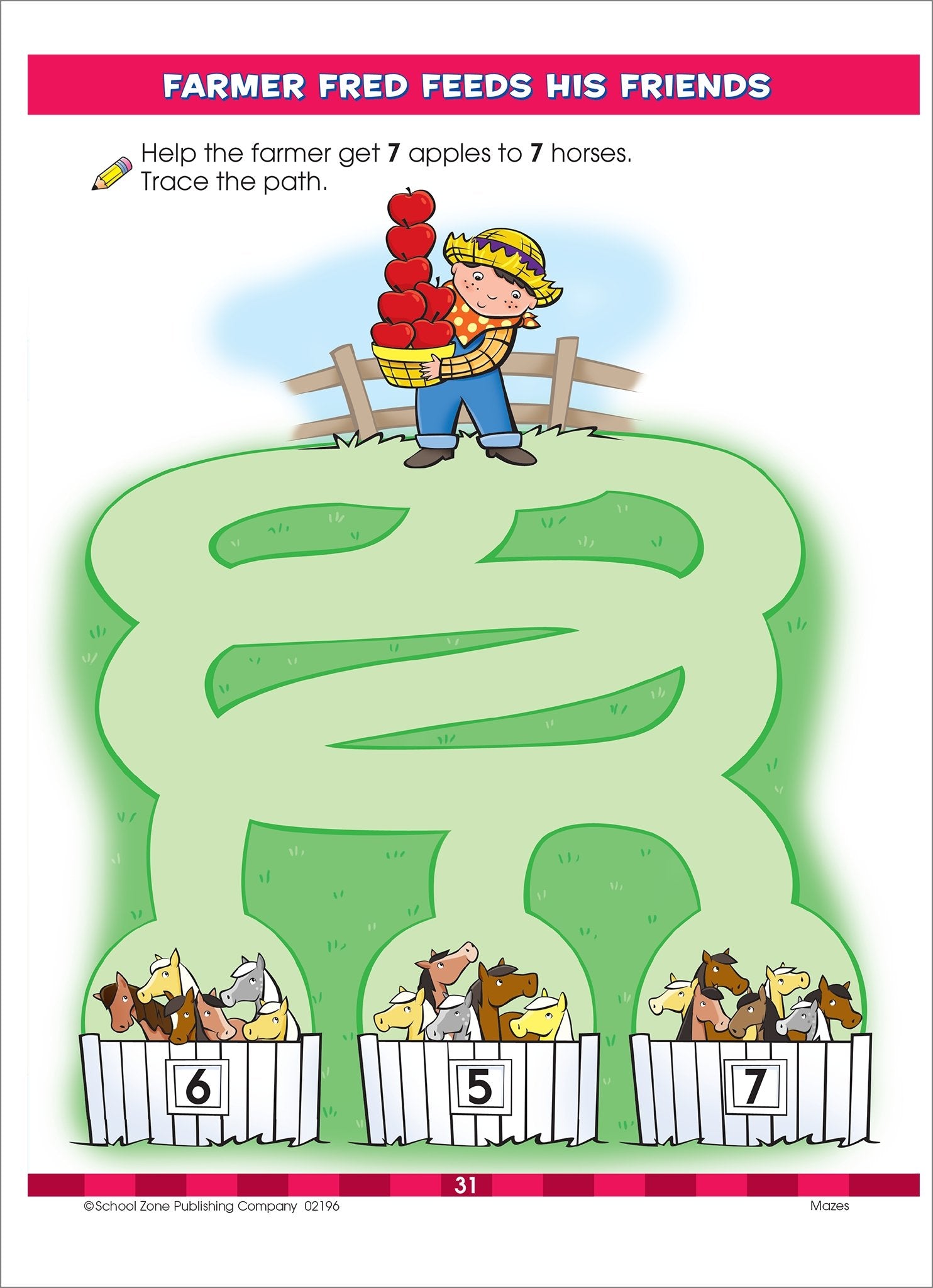 School Zone Mazes Preschool Workbook: 32 Pages, Pre-K, Kindergarten, Maze Puzzles, Colorful Pictures, Ages 3 to 5 (Activity Zone Book Series)