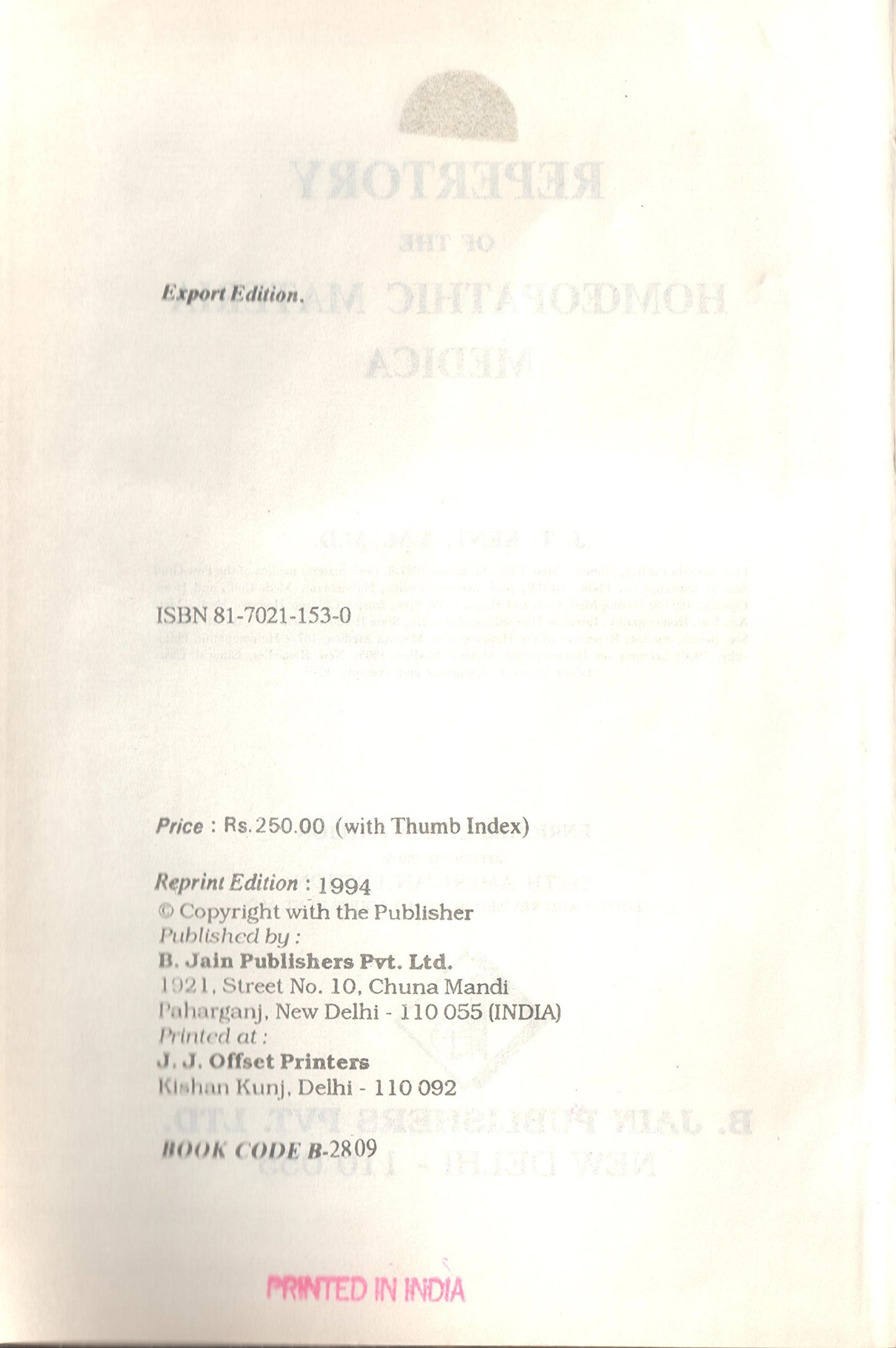 Repertory of the Homeopathic Materia Medica and a Word Index