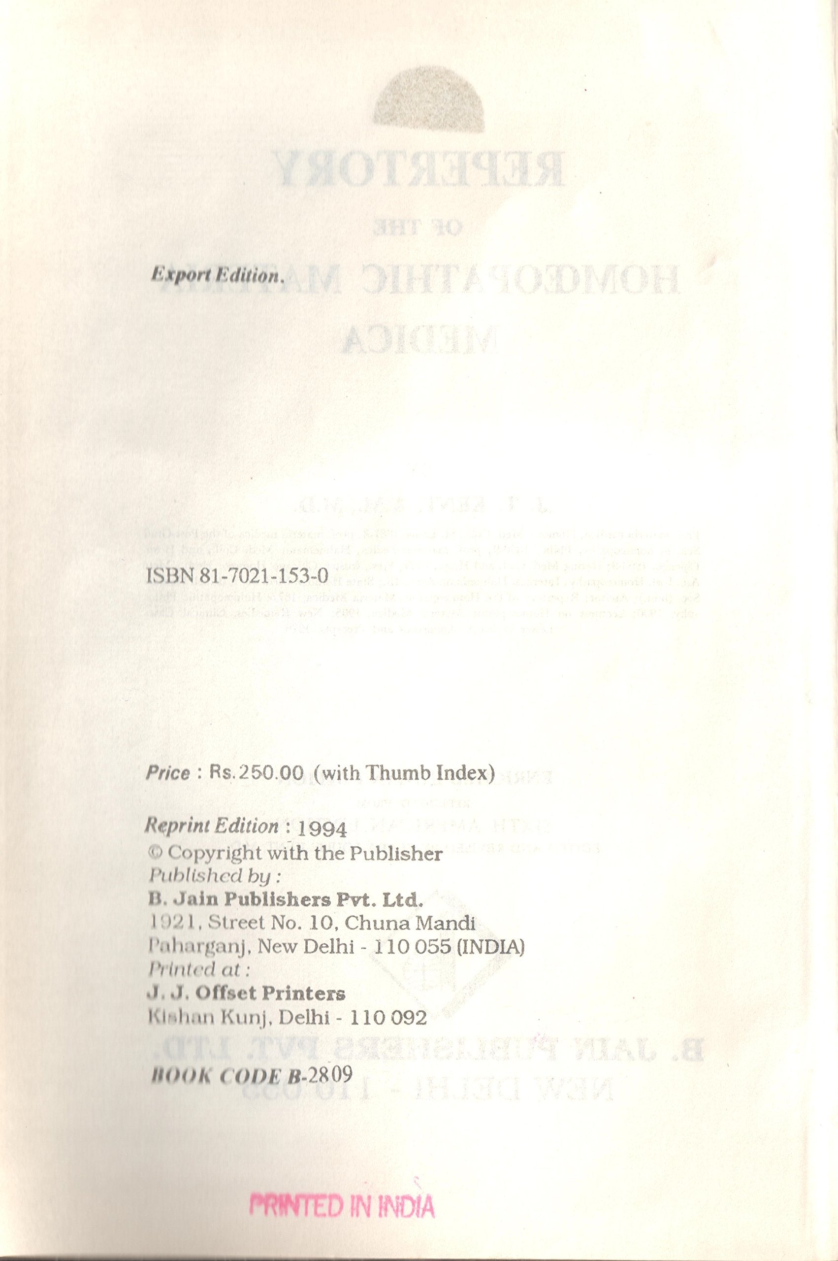 Repertory of the Homeopathic Materia Medica and a Word Index