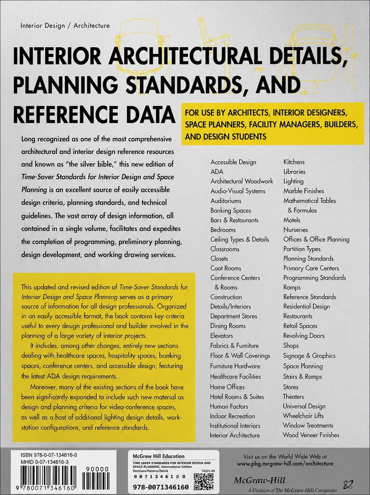 Time-Saver Standards for Interior Design & Space Planning — back cover