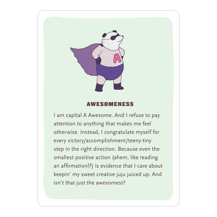 Affirmators! Creativity Deck: 50 Affirmation Cards to Help You Help Yourself - Without the Self-Helpy-Ness! — back cover