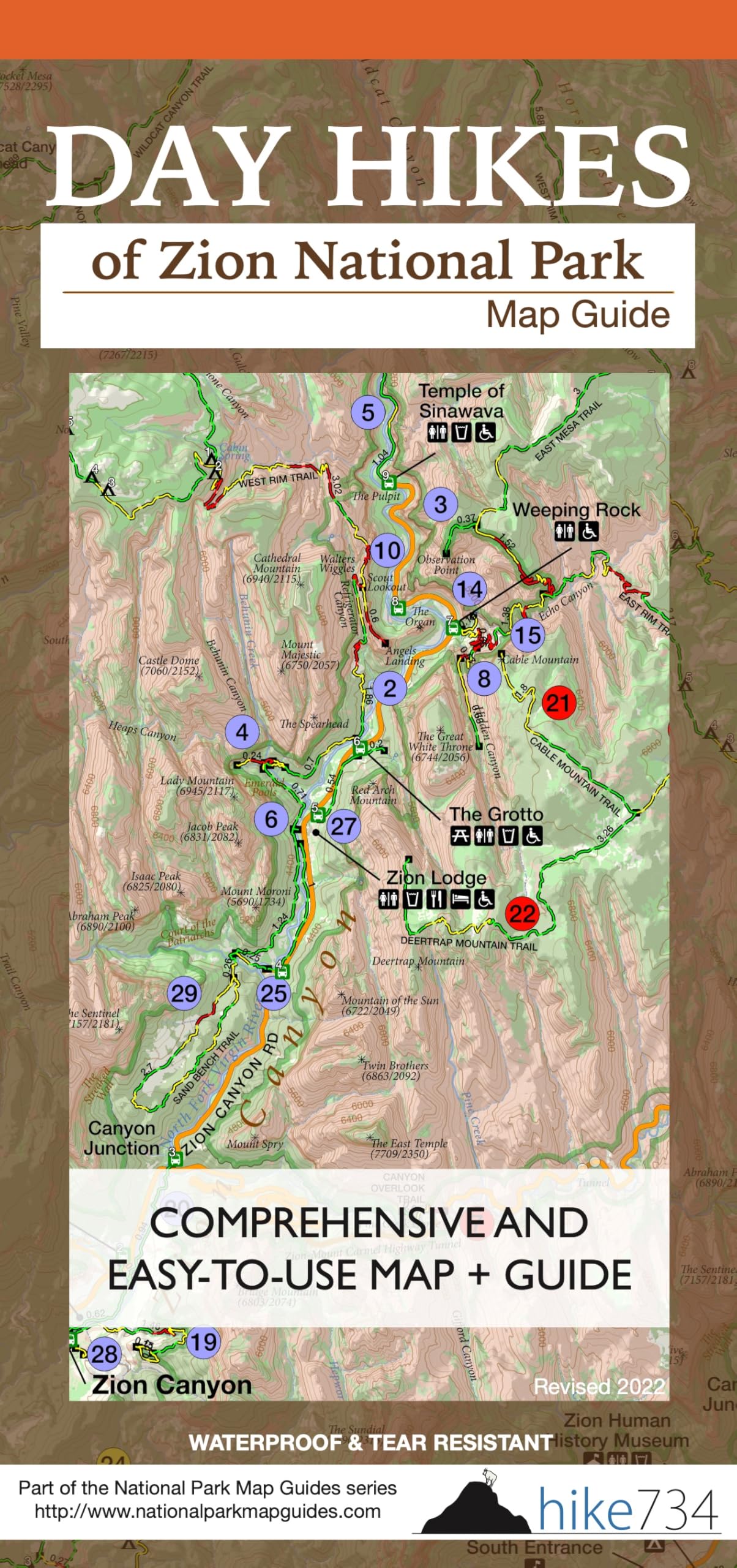 Day Hikes of Zion National Park Map Guide