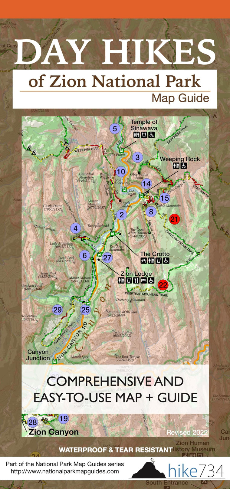 Day Hikes of Zion National Park Map Guide
