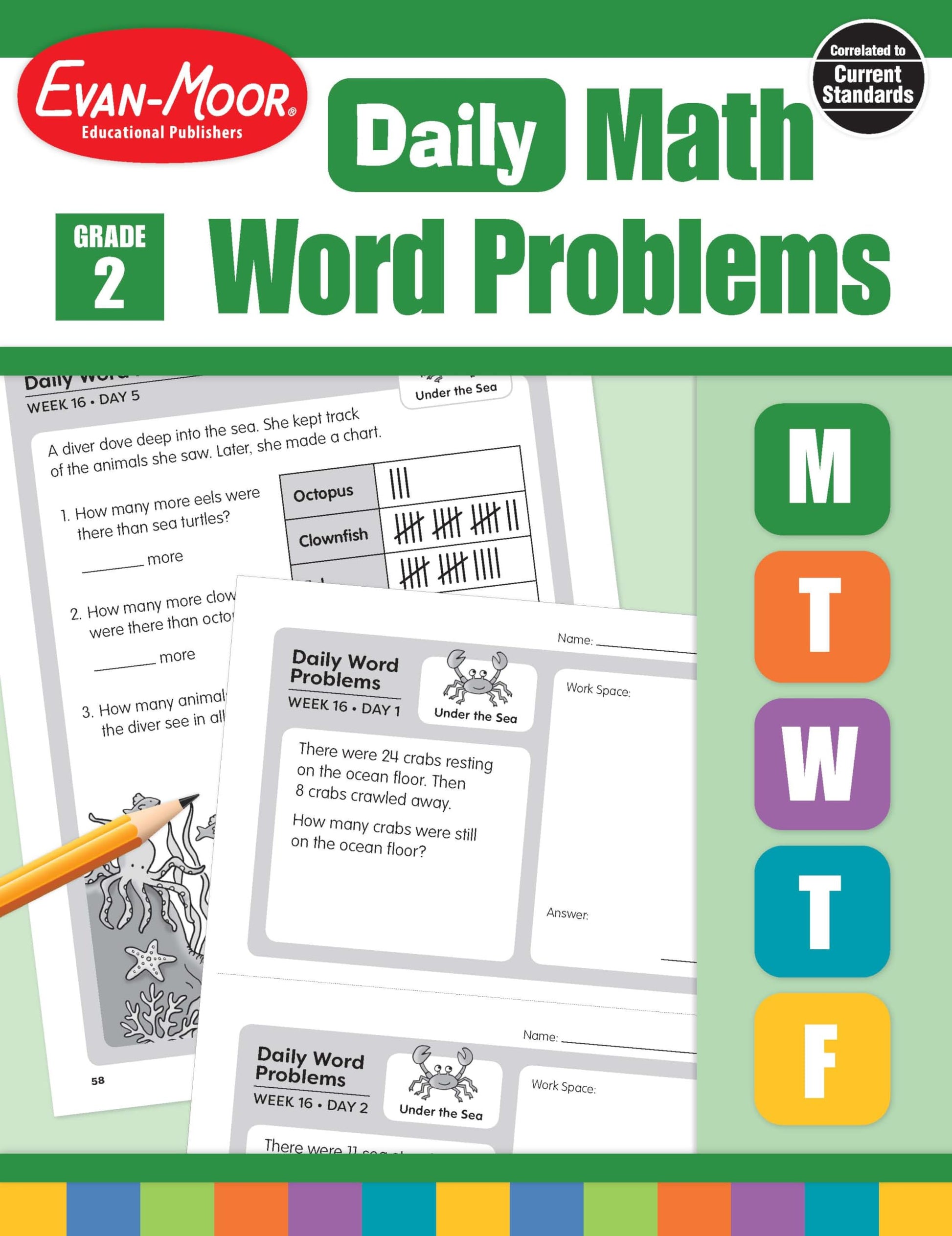 Evan-Moor Daily Word Problems, Grade 2, Homeschooling & Classroom Resource Workbook, Problem-Solving Real Life Math Skills, Reproducible Worksheet ... Shapes, Patterns (Daily Word Problems Math)