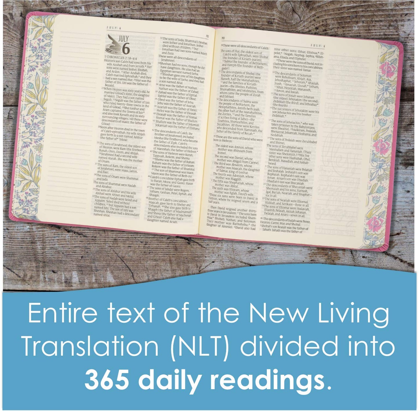 The One Year Bible Expressions NLT, Deluxe (Hardcover, Pink Flowers)