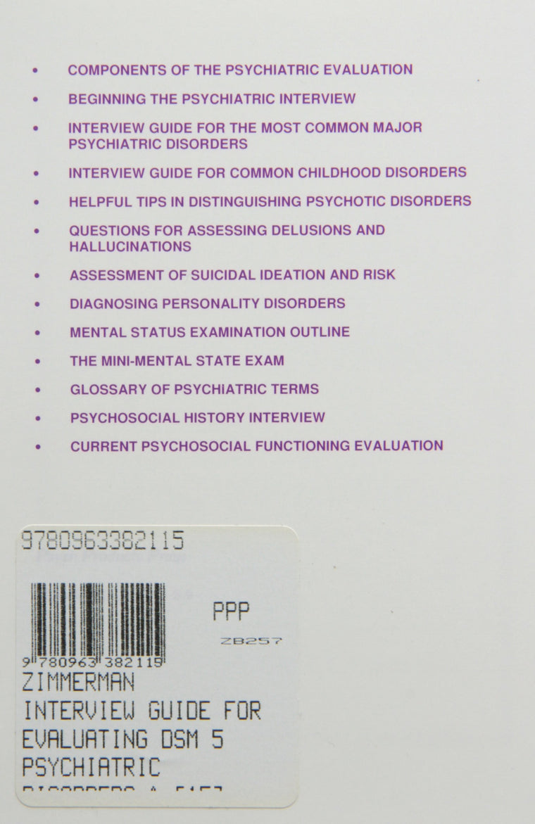 Interview Guide for Evaluation of Dsm-IV Disorders — back cover