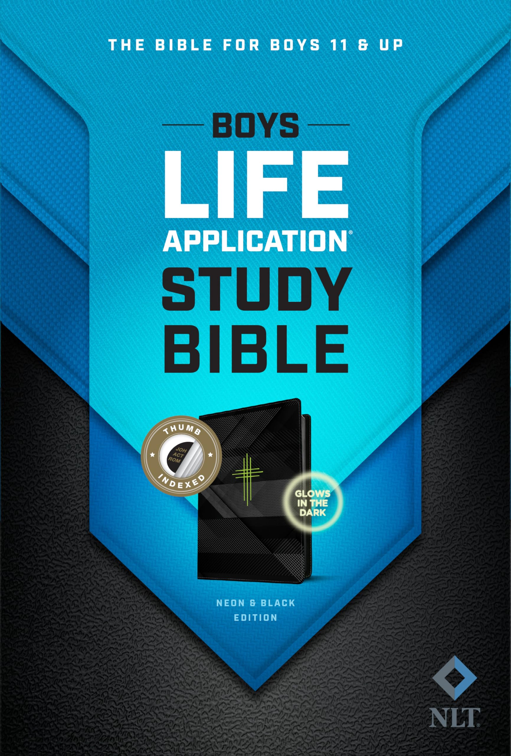 NLT Boys Life Application Study Bible, TuTone (LeatherLike, Neon/Black, Indexed)