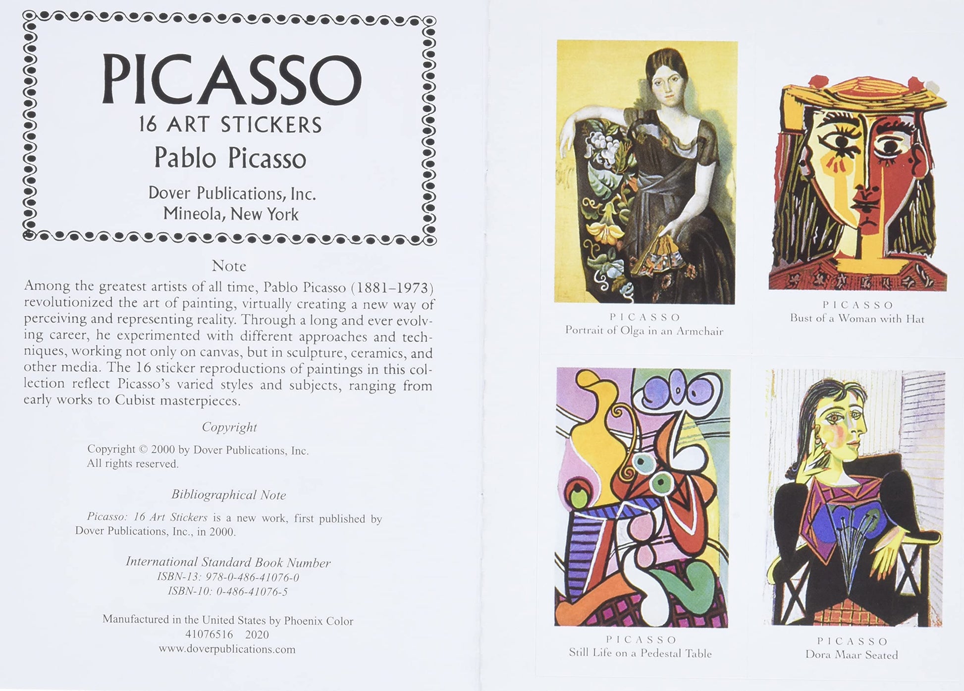 Dover Fine Art Stickers: Picasso (Dover Art Stickers)