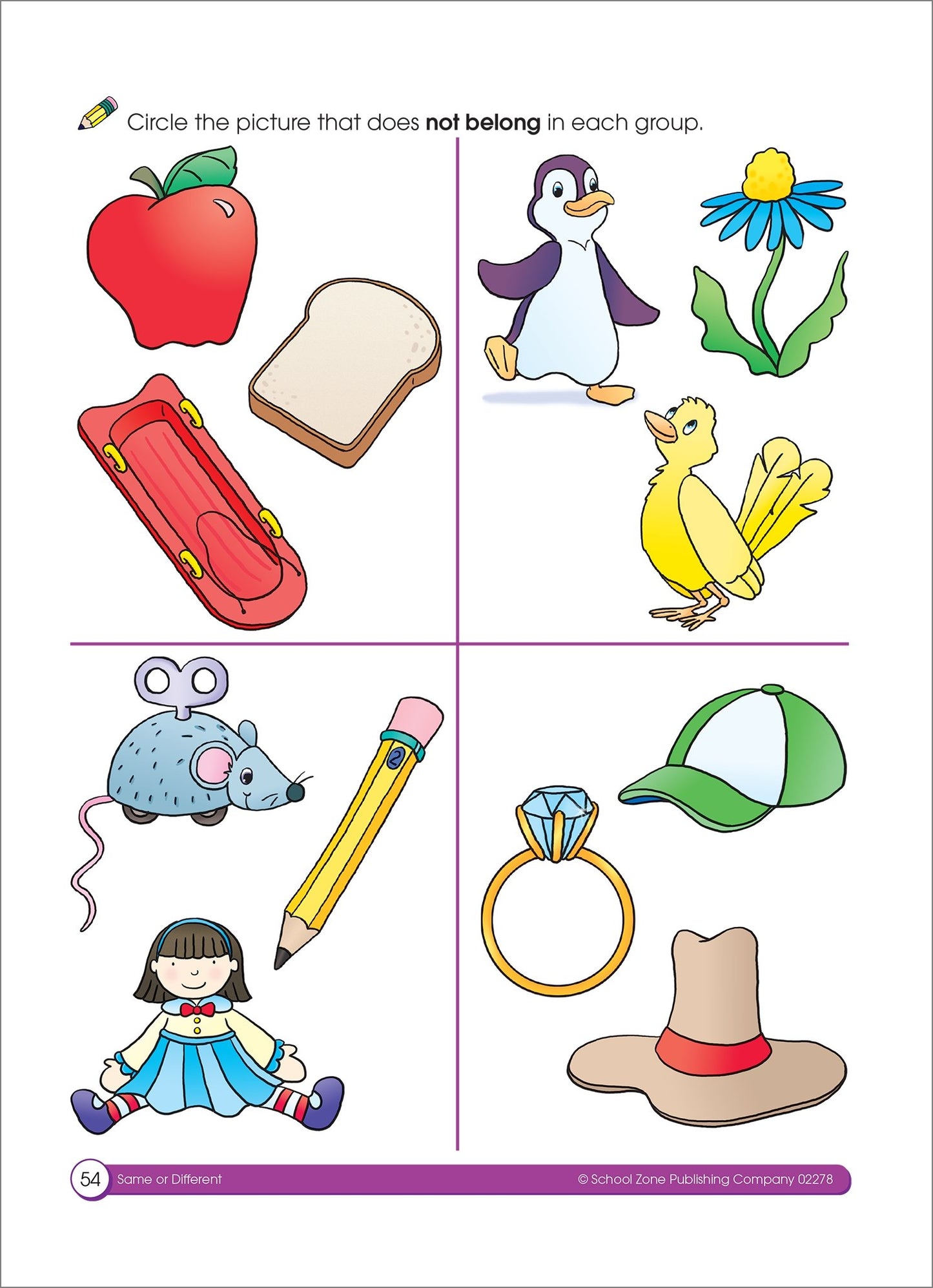 School Zone - Same or Different Workbook - 64 Pages, Ages 3 to 5, Preschool, Kindergarten, Shapes, Colors, Matching, Compare and Contrast, and More (School Zone Get Ready! Book Series)
