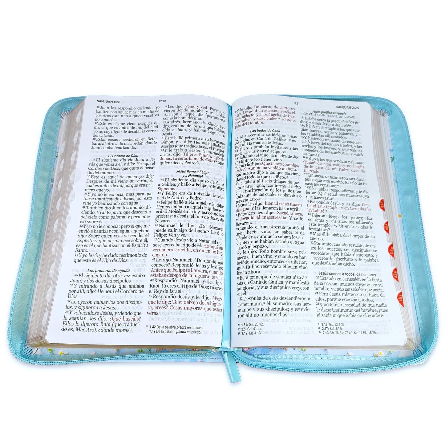 Biblia con Concordancia Letra Grande de 12 puntos - Reina Valera 1960 - floral para mujer con índice y zipper