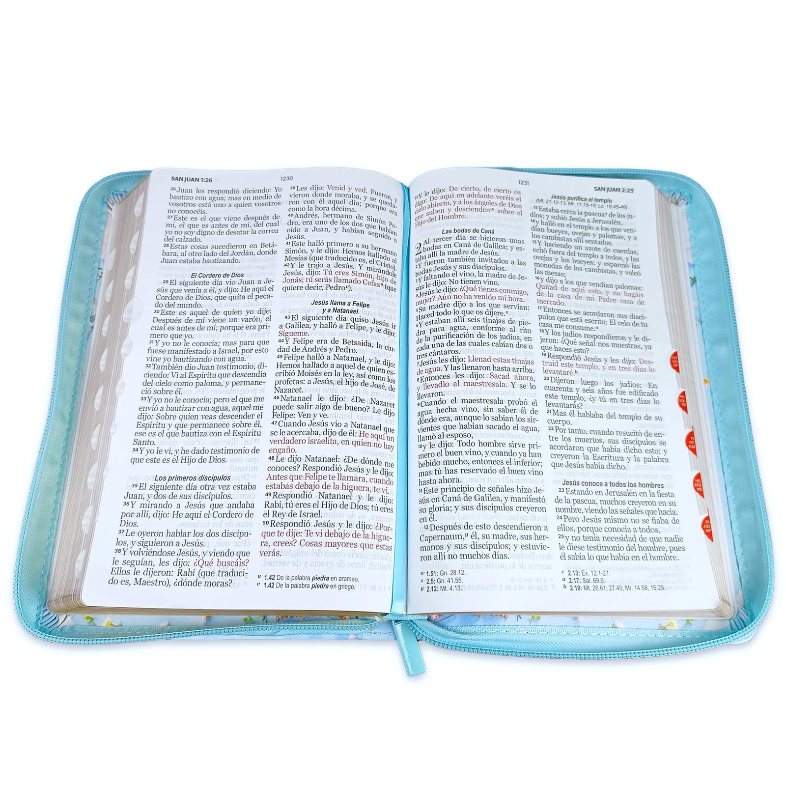 Biblia con Concordancia Letra Grande de 12 puntos - Reina Valera 1960 - floral para mujer con índice y zipper