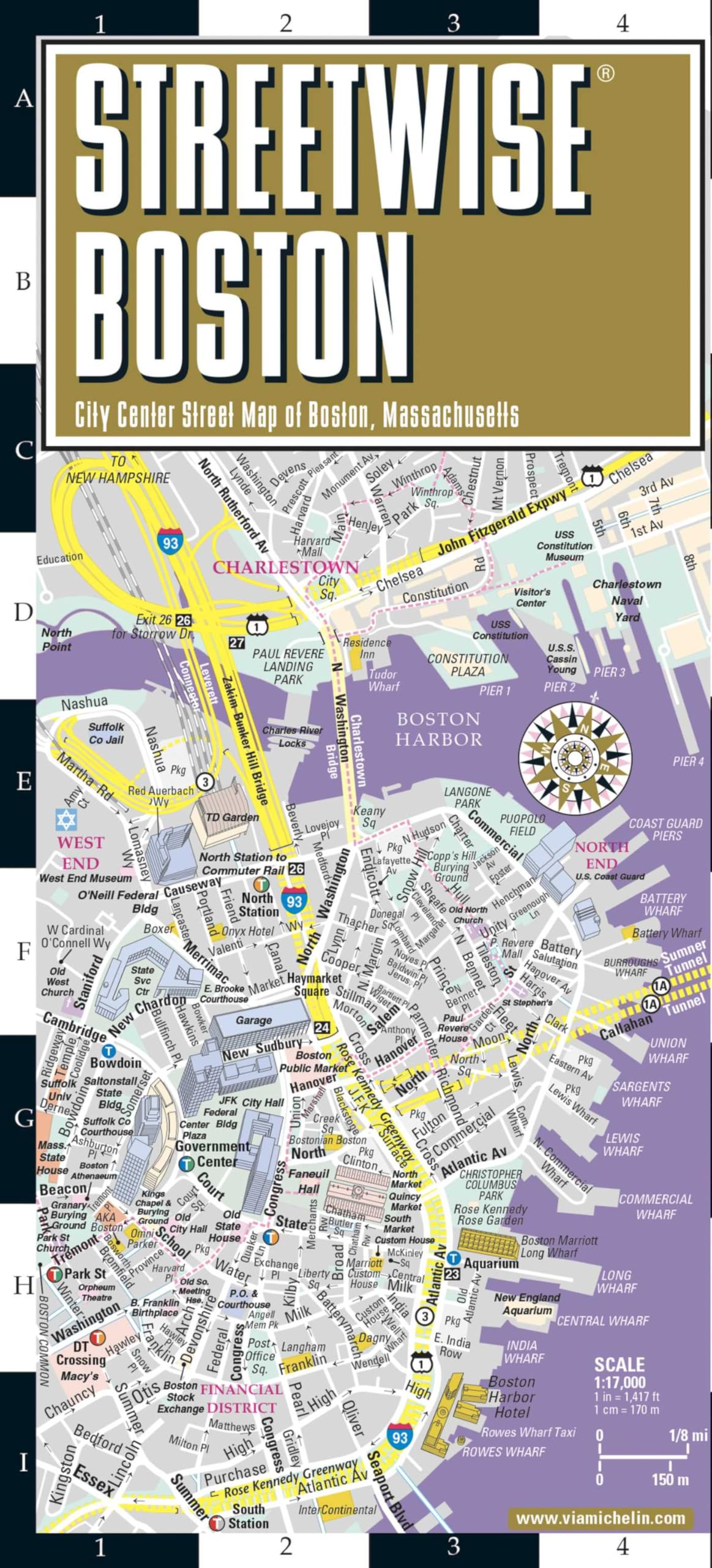 Streetwise Boston Map - Laminated City Center Street Map of Boston, Massachusetts (Michelin Streetwise Maps)