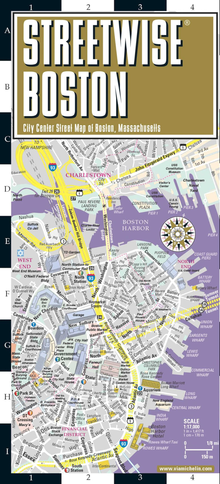 Streetwise Boston Map - Laminated City Center Street Map of Boston, Massachusetts (Michelin Streetwise Maps)