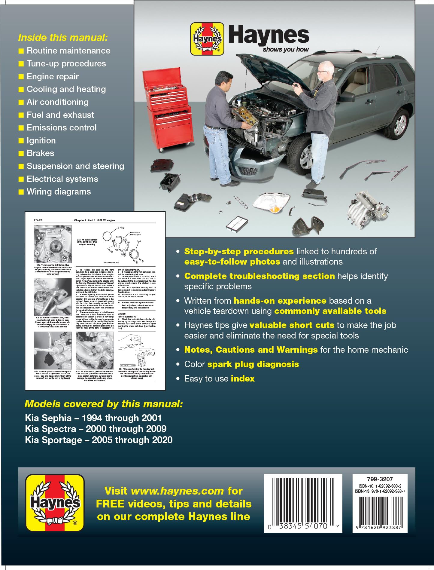 Kia Sephia (1994-2001), Spectra (2000-2009) & Sportage (2005-2020) Haynes Repair Manual: Based on a Complete Teardown and Rebuild (Haynes Automotive)