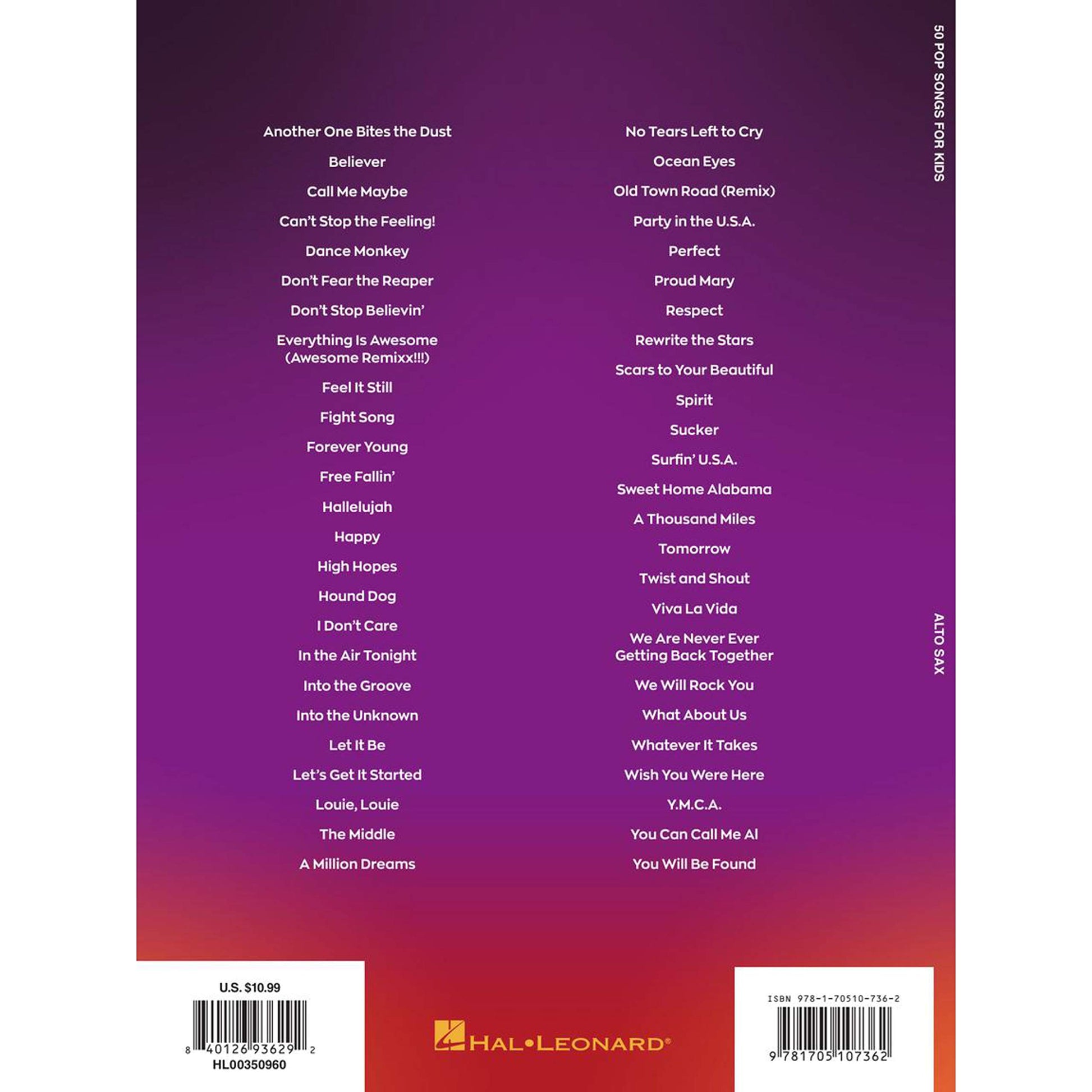 50 Pop Songs for Kids for Alto Sax