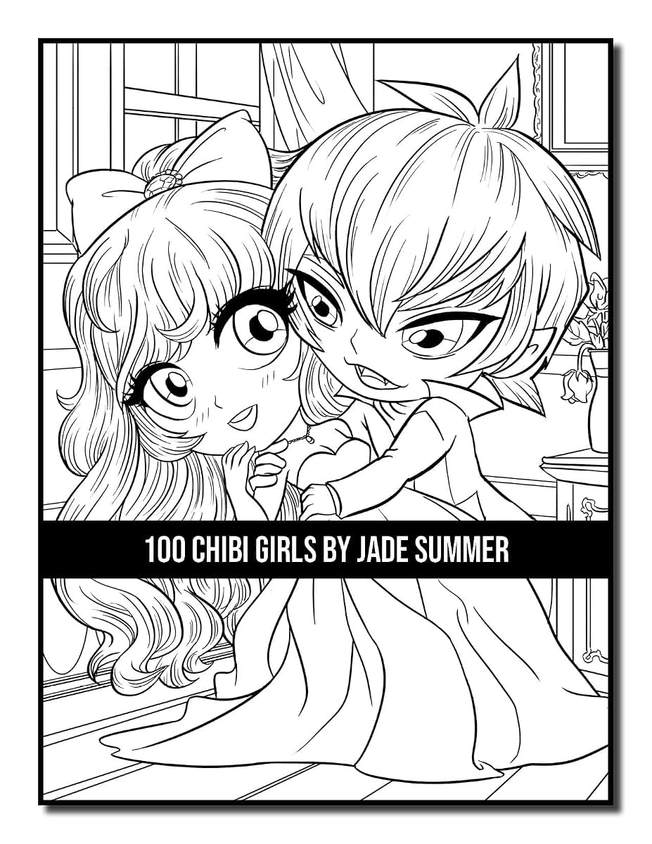 100 Chibi Girls: An Adult Coloring Book Collection with Cute Girls, Fantasy, Horror, Christmas, and More!