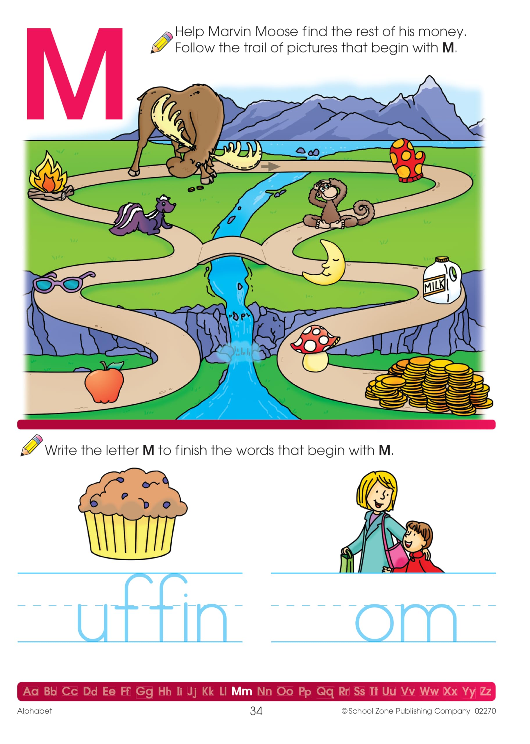 School Zone Alphabet Workbook: 64 Pages, Pre-K, Preschool, ABC's, Letters, Tracing, Alphabetical Order, Ages 3 to 5 (Get Ready! Book Series)