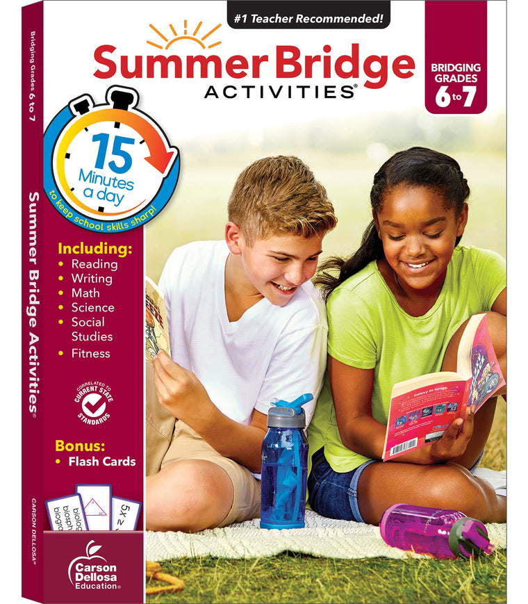 Summer Bridge Activities 6th to 7th Grade Workbooks All Subjects, Middle School Books With Math, Language Arts, Reading Comprehension, Science, Social Studies, Fitness, Flash Cards, and More (Volume 8)